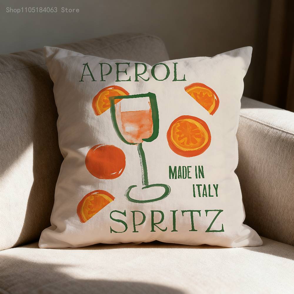 A-Aperol Spritz Kissenbezug für 45x45cm 40x40cm 55x55cm 50x50cm 30x30cm Quadratischer Auto-Kissenbezug Hülle