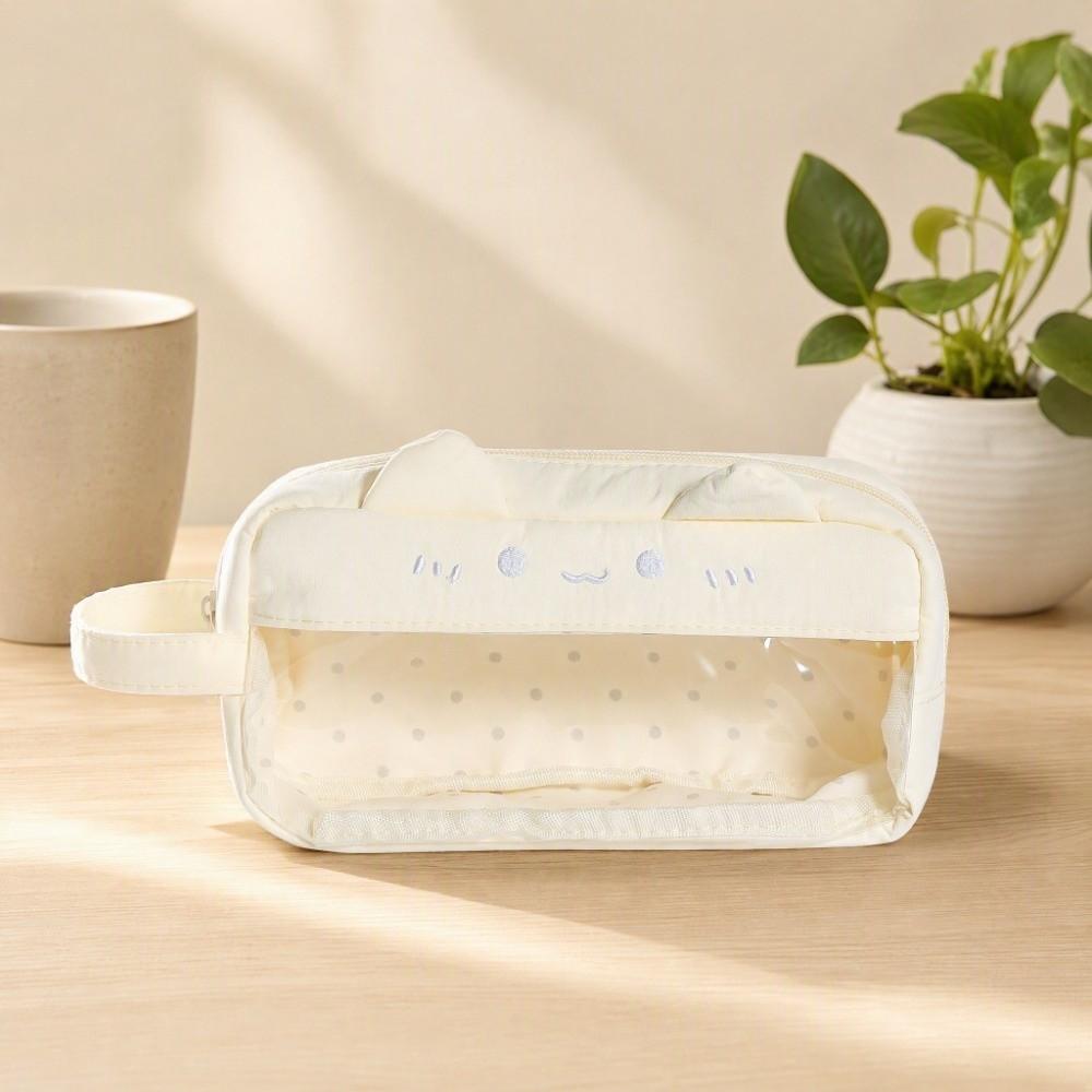 Desktop Storage Y2k Dots Cat Pencil Case Large Capacity Cloth Stationery Bag School Supplies