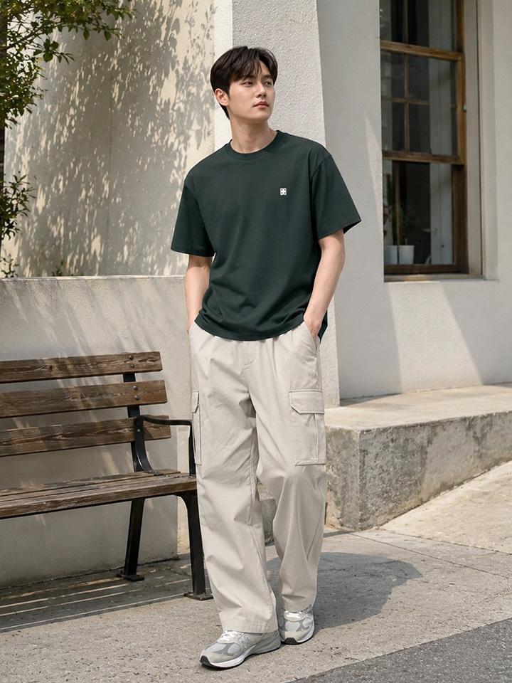 HANGTEN Unisex Stretch Cargo Wide Pants_130(10570-050-401-41)