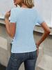T-shirt uni ajusté à col en V et manches courtes pour femme - Printemps/Été 2026