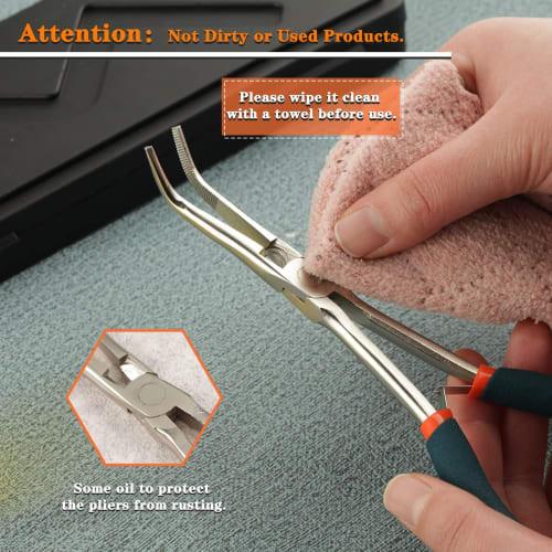 SPEEDWOX Mini Needle-Nose Pliers, Long Bent-Nose Pliers, Needle Remover Pliers, Tweezers, Bent-Nose Pliers, Long Type Wire Craft Pliers with Cutting B