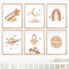 Wandkunst fürs Kinderzimmer, Sonne, Sterne, Mond, Erde, Poster und Drucke, Kinderzimmerdekoration, Cartoon-Universum, Bild für Kinderzimmer, Poster, kein Rahmen