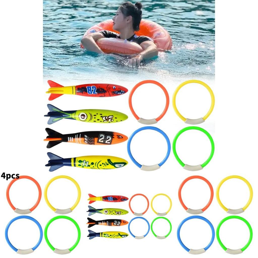 Anéis Flutuantes Torpedos Kit de Brinquedos para Brincadeiras Aquáticas para Atividades de Piscina Infantil