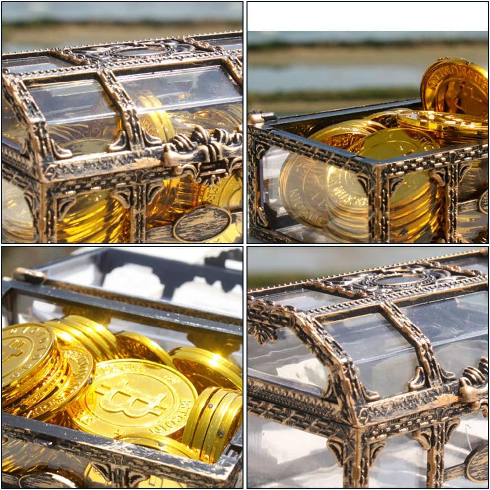1/3pcsTransparent Pirate Treasure Box Crystal Gem Jewelry Box Storage Organizer Chest Treasure for Jewelry Gem Trinket Box