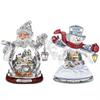 Snowman Santa Claus Wall Clings Stickers Music Box Christmas Stickers Window Glass Decor Waterproof Decals