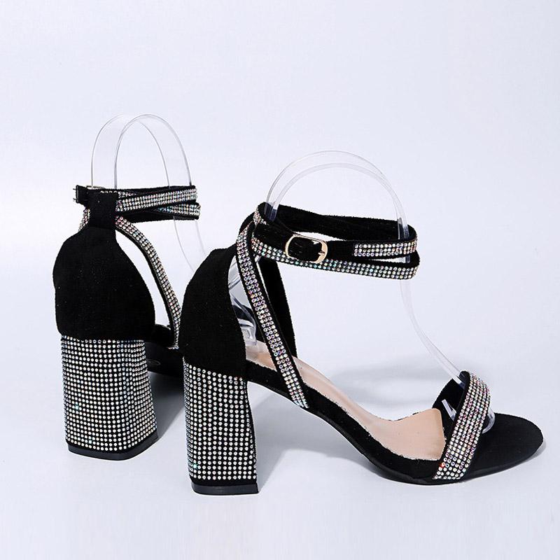 Sexy Women Sandals High Heels Shiny Rhinestone Summer Shoes for Party Sandals Women's Elegant Prom Dress Pumps Big Size WSH4602