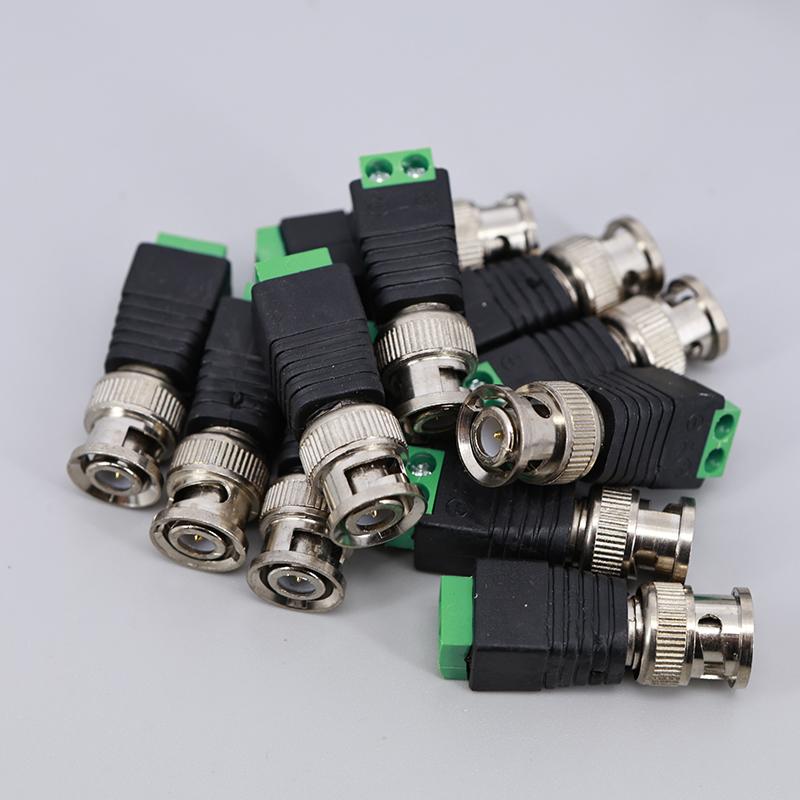 50pcs/lot BNC Connector Male Coax Cat5 DC Adapter Balun Cable Connector for CCTV Camera Accessories J17