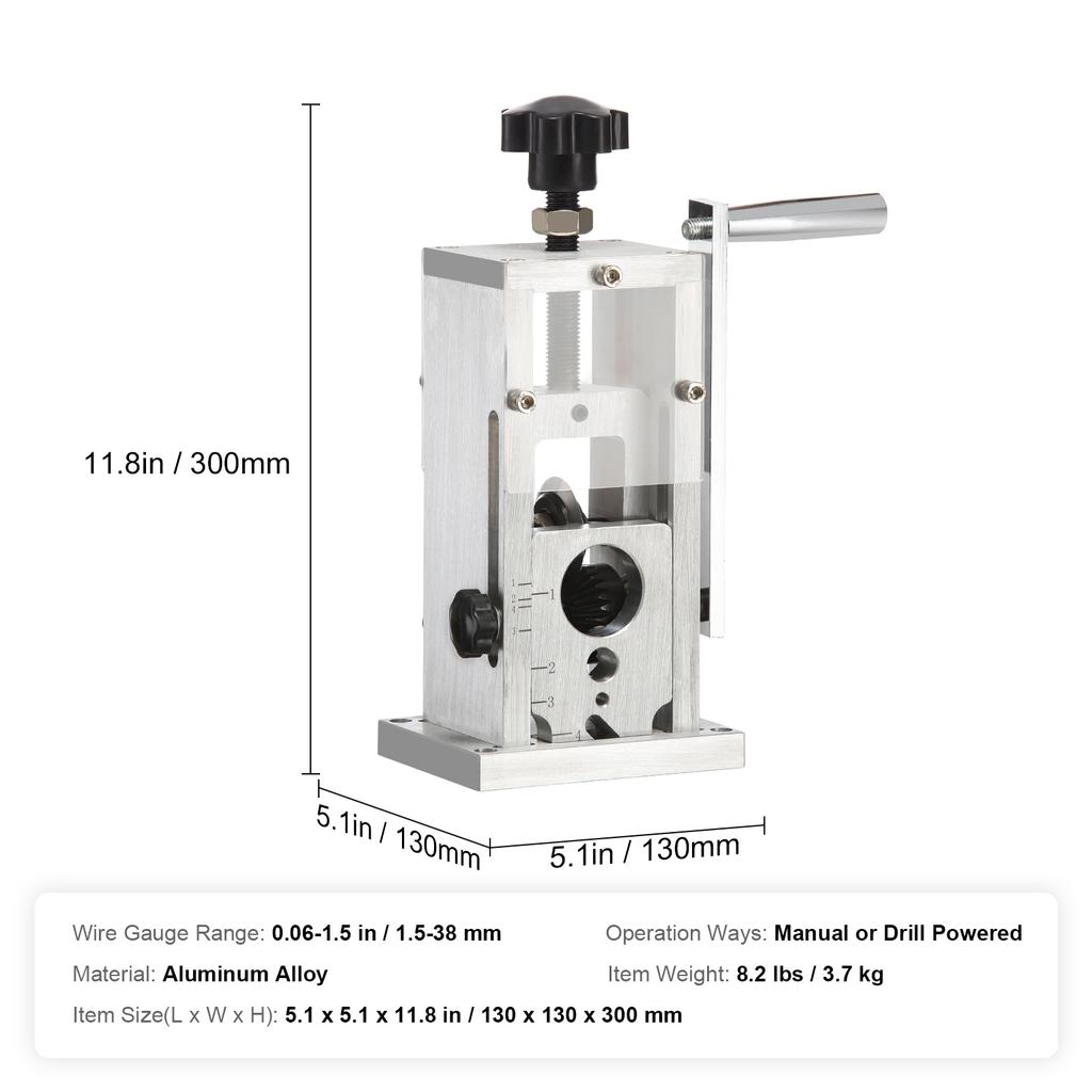 SucceBuy Manual Wire Stripping Machine Portable Aluminum Frame 1.5-25mm / 1.5-40mm Wire Peeler for Cable Scrap Copper Recycling