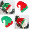 Caps of Santa's Assistant Plush Made Red & Green Hats with Curled for Peak Christmas Costume Accessories