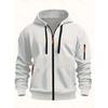 New European and American Spring and Autumn Men's Loose Hoodie Fleece Zipper Sweatshirt Neutral Multi-pocket Top