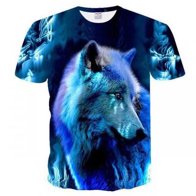 Sommer Tops Männer Plus Größe Kleidung Wolf 3D Print T Shirt Tier Muster Tees O Hals Kurzarm Top atmungsaktive Mann Shirts