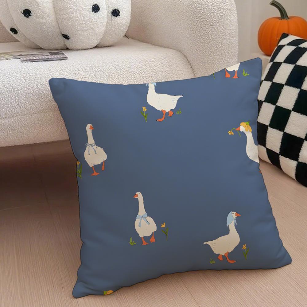 Cute goose Cushion Cover Throw Pillow Cover Hidden Button Durable Polyester Chair Cushion