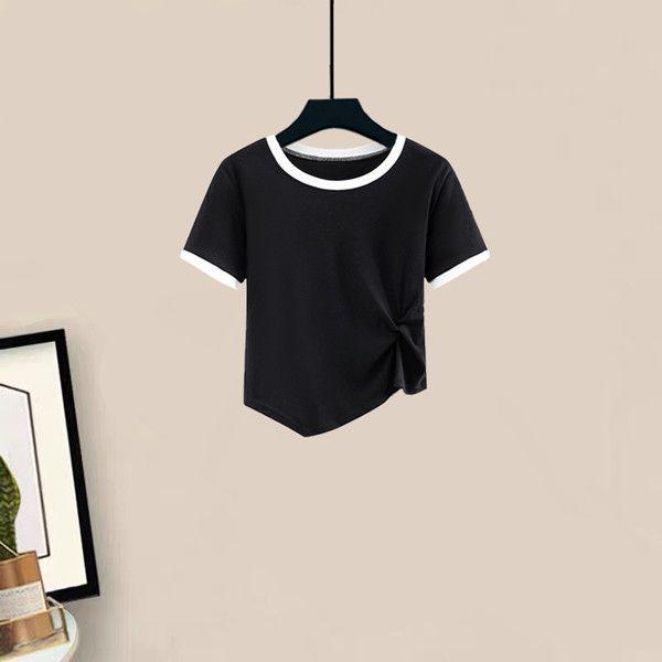 Set T-shirt a Blocchi di Colore Coreana e Pantaloni a Gamba Larga