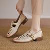 Fashion New Spring/Summer Genuine Leather Women Pumps Shoes for Women Fashion Hollow Out Mary Jane Shoes Round Toe Women Shoes Loafers