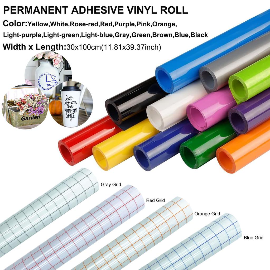 Set, Multicolor, Permanent Adhesive Vinyl Roll, 1 Pack. Transfer Film Easy To Use, Suitable for Party Decorations, Stickers, Car Decals.