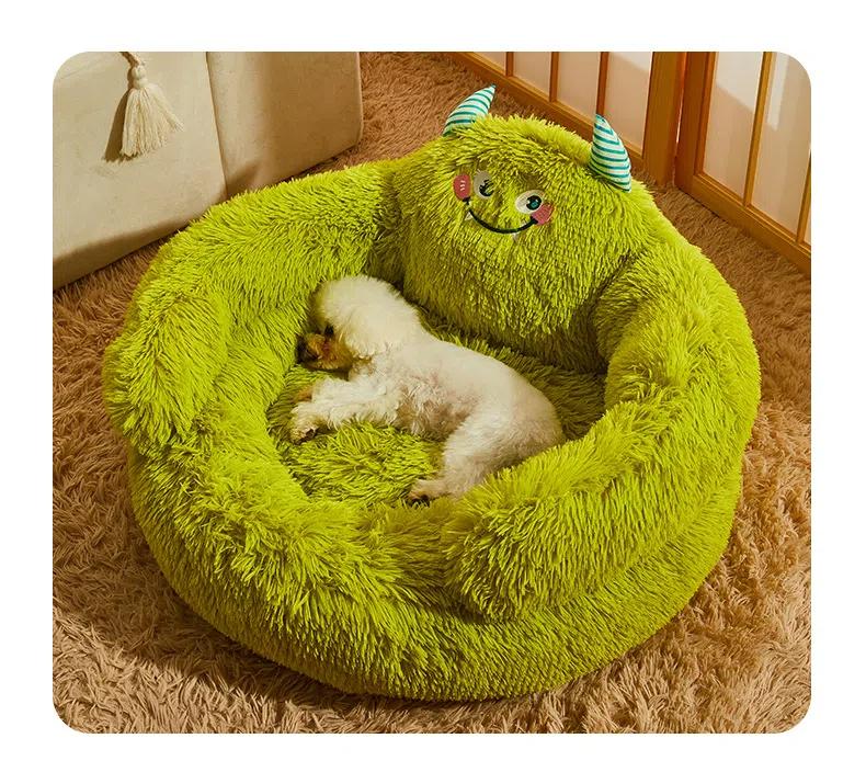 Cute Cartoon Monster for Small Dogs Warm Plush Pet Beds Cat Beds Medium Dog Bed Mat Pets Kennel Washable Puppy Kitten Mattress