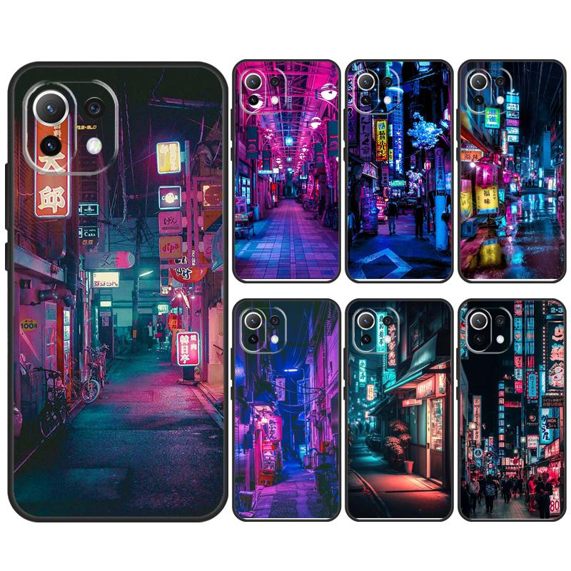 Japanese Night City Aesthetic Case For POCO M6 Pro F3 F5 M5s X3 X5 X6 Pro Xiaomi 14 13 Ultra 11T 12T 13T Pro 12 Lite Cover