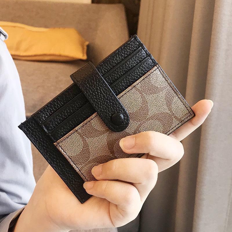 Compact High-End Women's Card Holder: Ultra-Thin Anti-Demagnetization Wallet with Buckle for Students and Driver's License