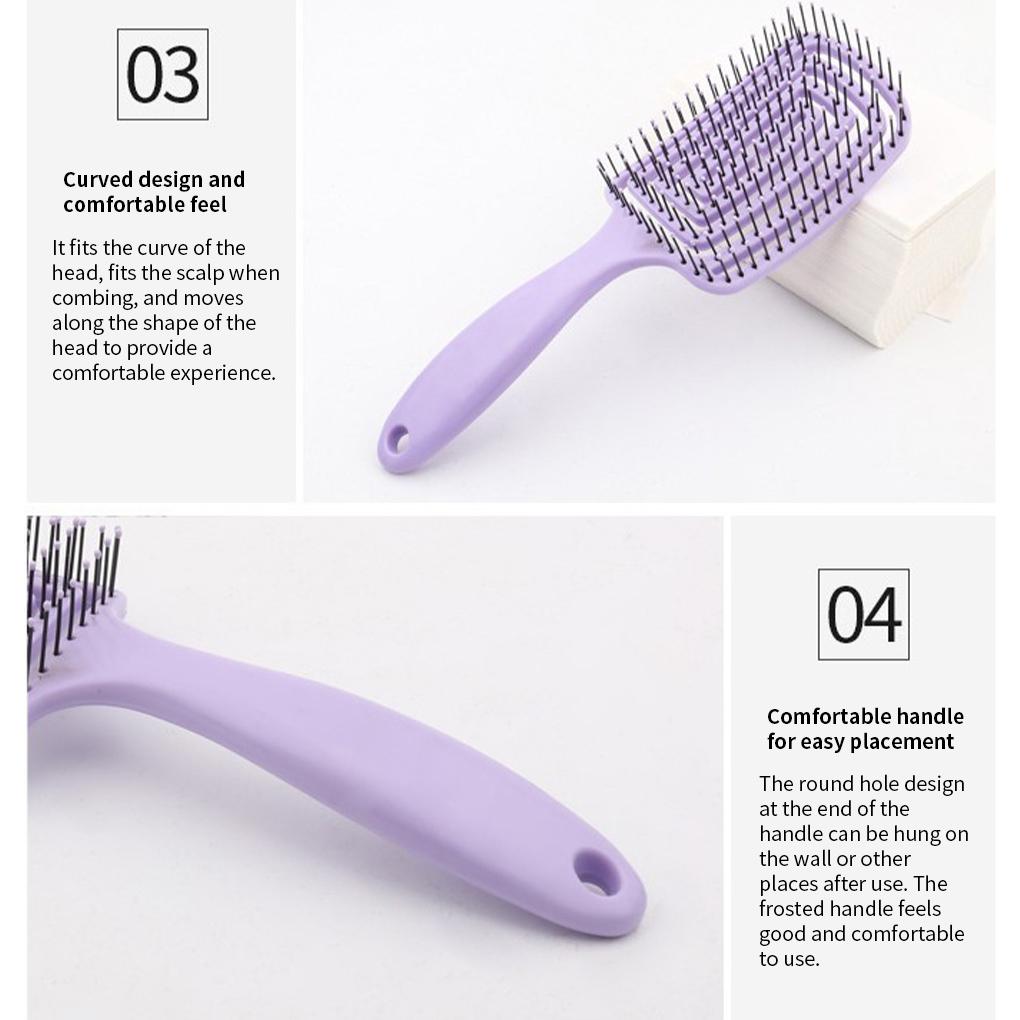 Hairbrush Curve Hollow Hairbrush Nylon Portable Scalp Head Massage Hair Brush Hair Styling Accessory