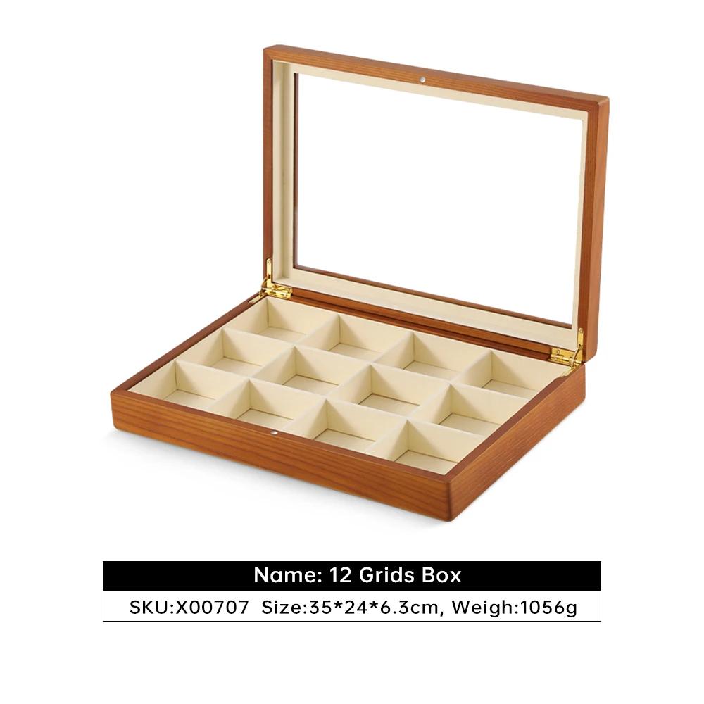 For  Bracelet Necklace Display Case Wooden Ring Earrings Organizer Large Jewelry Storage Box With Cover X007