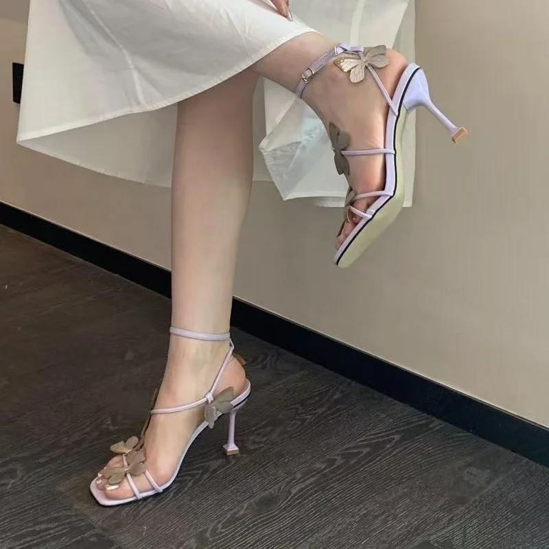 Fashion Outdoor Stiletto Woman Shoes Summer 2025 Comfortable New Breathable Fashion Korea Footwear On Sale Asian Size Sandals for Women