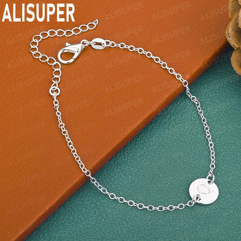 925 Sterling Silver 26-Letter Romantic Round Bracelet - Exquisite Gift Jewelry
