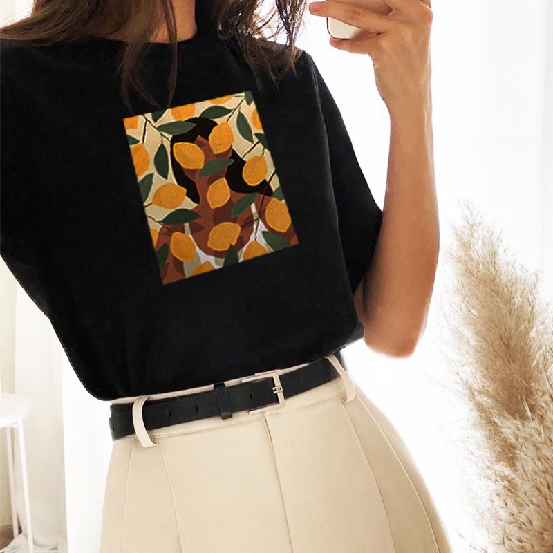 Hirsionsan Vintage Printing Cotton T Shirts Women New Soft Harajuku Loose Female Tees England Style Summer Casual Tops Gotic Graphic T Shirt