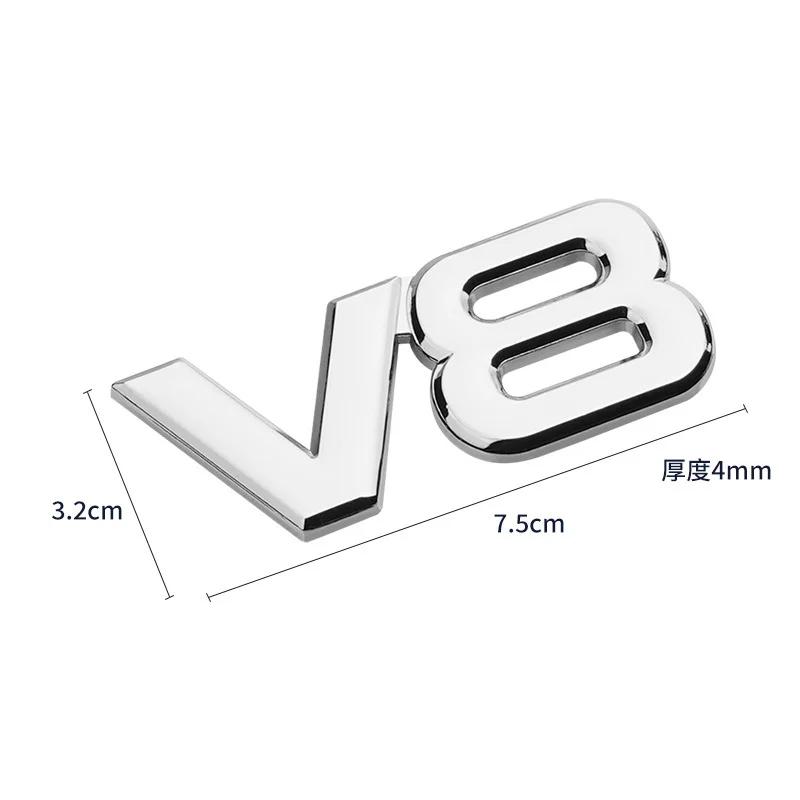 3D Metal V6 V8 Car Logo Stickers Universal Exterior Stickers Scratch Protection Sticker for Rear Tailgate Car Acceesories