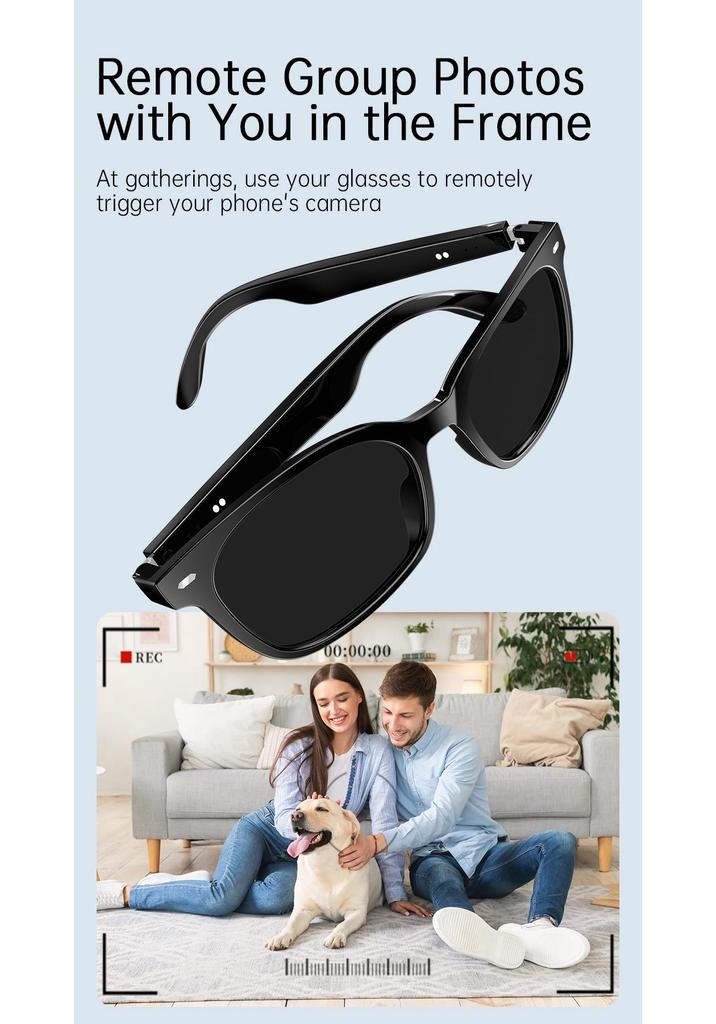 V6 Max Bluetooth Smart Glasses: Music, Calls, AI Assistant, UV Photochromic Lenses for Outdoor Sports