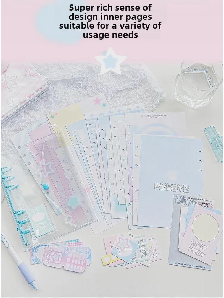 RosyPosy Shinee Star Loose-Leaf Notebook: Soft Design, PVC Cover, Color Pages.