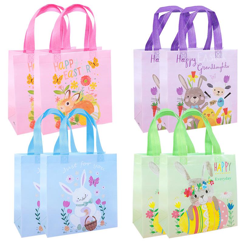 4/8Pcs Easter Gift Bags Cute Rabbit Eggs Candy Gift Packaging Bag 2025 Happy Easter Party Decor Supplies Kids Favors Treat Bag