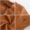 BITCED Women's Studded Leather Jacket Spring/Autumn Long-Sleeved Stand-Collar Fashion Jacket