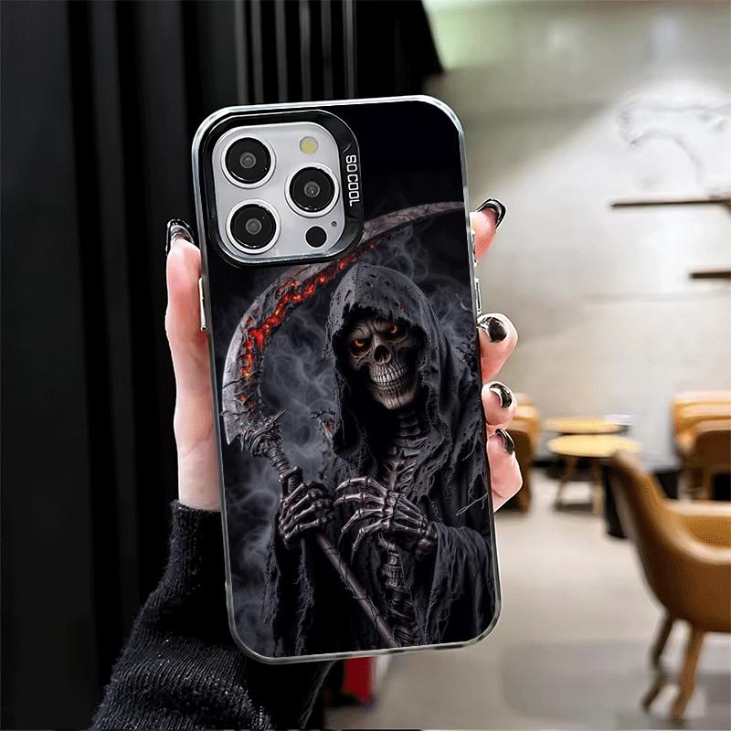Tod Sensenmann Schädel Sense Weiche Handyhülle für iPhone 15 16 17 Pro Max 17Air 16E 14 Plus 13 12 Mini Stoßfeste Hülle Rückseite Sh