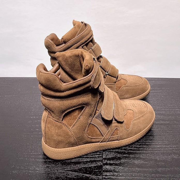 Leather high-top shoes for women's 2025 autumn new brown versatile small thick-soled heightening casual sports board shoes tide