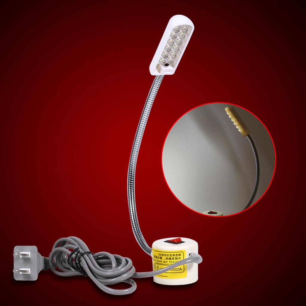 Sewing Machine Light 12 Leds Gooseneck Lamp Magnetic Base Switch Flexible Mounting  AC 220-
