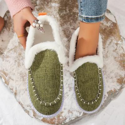 Fashion Outdoor Warm Ladies Shoes 2024 Plus Size Loafers Women's Flats Casual Bean Flats Women Round Toe Slip On Light Shoes Women