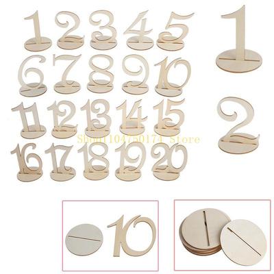 10 Pieces Wooden Table Numbers Table Numbers 11-20 Wooden Numbers with Holder Base Standing Wooden Wedding Decorations Top Sale