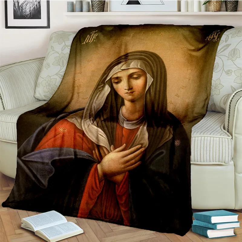 3D Blessed Virgin Mary Jesus HD Blanket,Soft Throw Blanket for Home Bedroom Bed Sofa Picnic Travel Office Rest Cover Blanket Kid