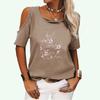 Women Short Sleeve Off Shoulder T-shirt Ladies Fashion Print Top Summer&fall Casual Round Neck Tee Shirt