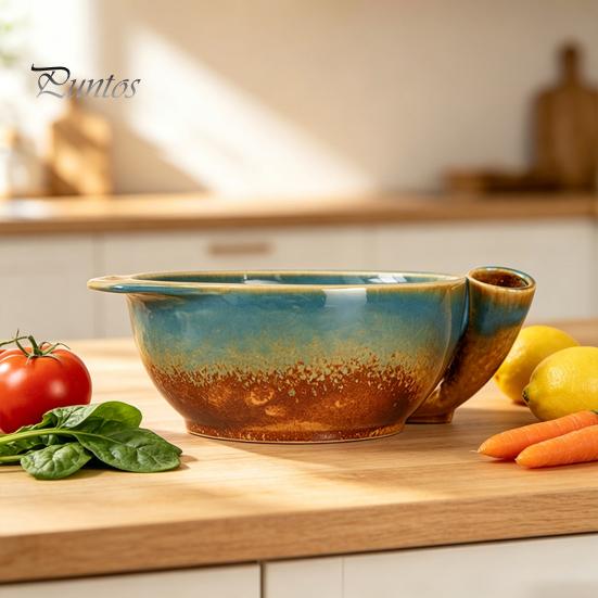 Large Capacity Berry Storage Container Ceramic Washing Bowl, with Drainage Holes, Fruit Cleaning Draining Bowl for Grapes And Tomatoes Swirl Colander
