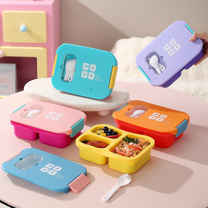 Student Bento Box With Divided Compartments And Microwave Safe Pp Material For Office Lunches