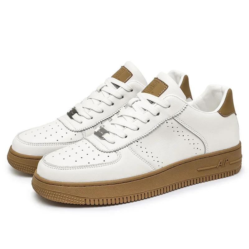 Fashion New Men's Leather White Sports Shoes, Breathable and Comfortable Casual Shoes, Men's Fashionable Outdoor Walking Shoes Size39-44