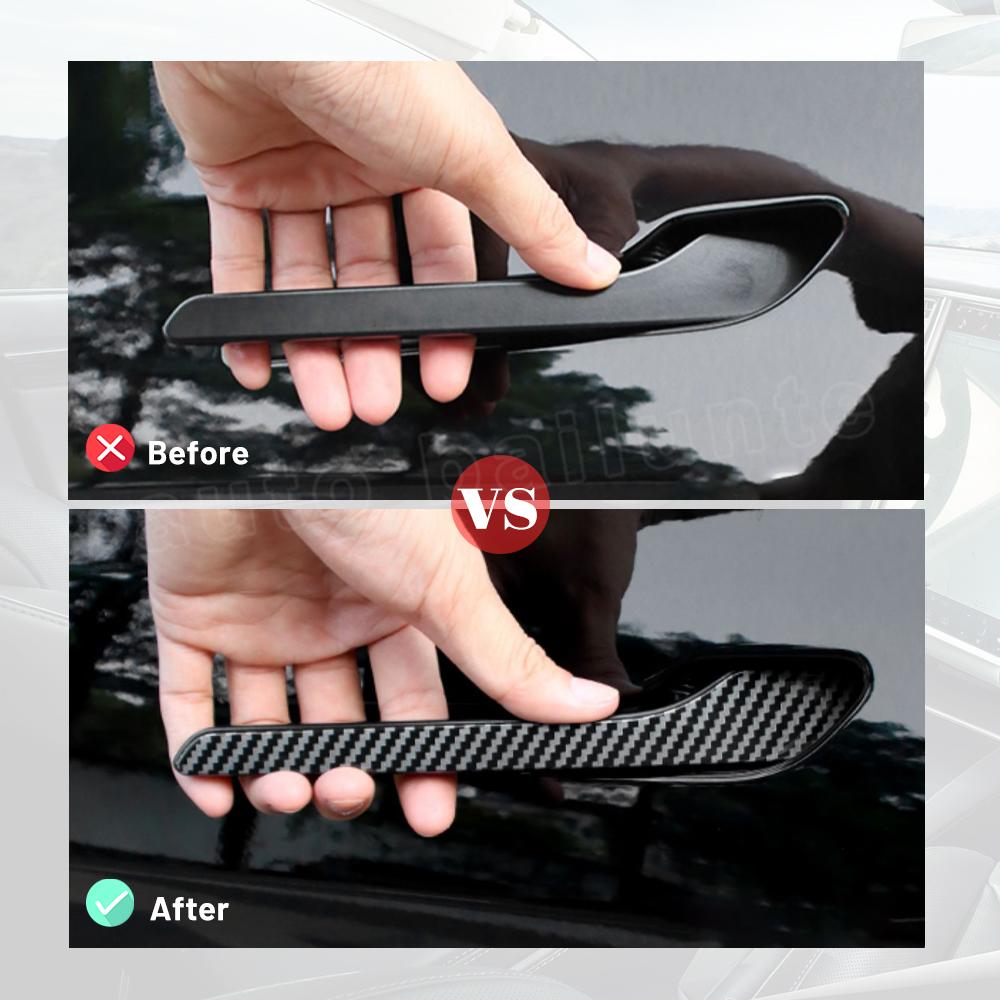 For Tesla Model 3 Y Noctilucent ABS Styling Decor Accessories modelY 2023 Carbon Fiber Car Door Handle Cover Protector