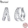 Bamoer Zircon Earrings 925 Silver Unique Double-layered Design Hoop Earrings Women Fine Jewelry