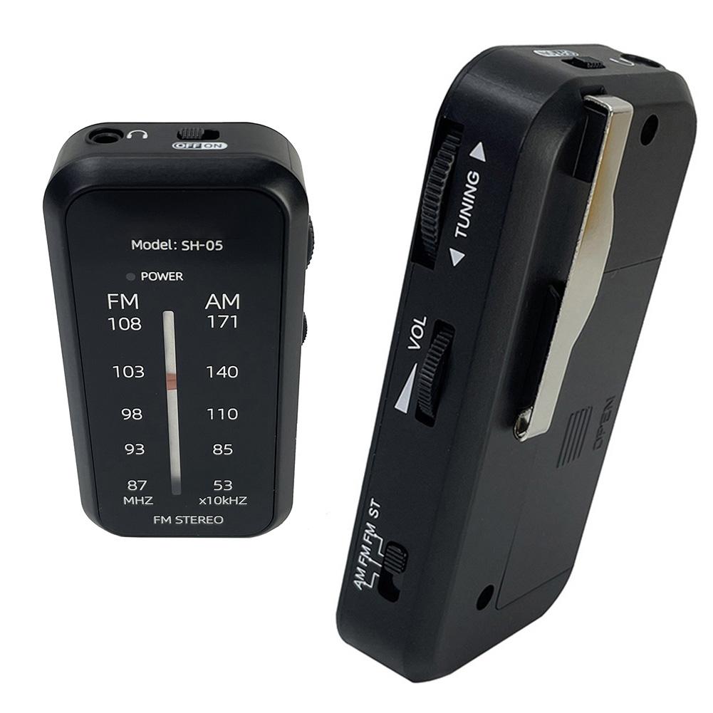 Pocket Radio Includes Headphones Mini AM FM Stereo Radio with Back Clip Portable Battery Operated Radio for Walk Jogging Camping