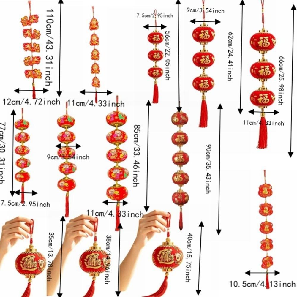 Fu Blessing Hanging Red Ball Lantern With Tassels Chinese Lantern Pendant New Year
