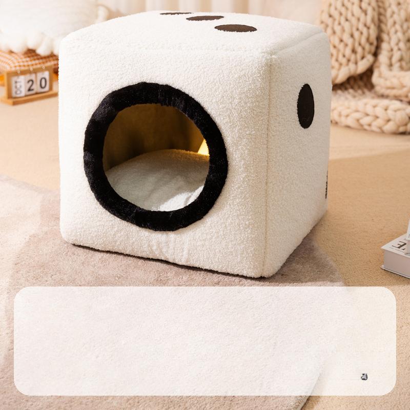 Autumn and Winter Closed Black and White Dice Cat Nest Warm and Thickened Dog Nest Teddy Dual-purpose Stool Pet Nest Dog Mat
