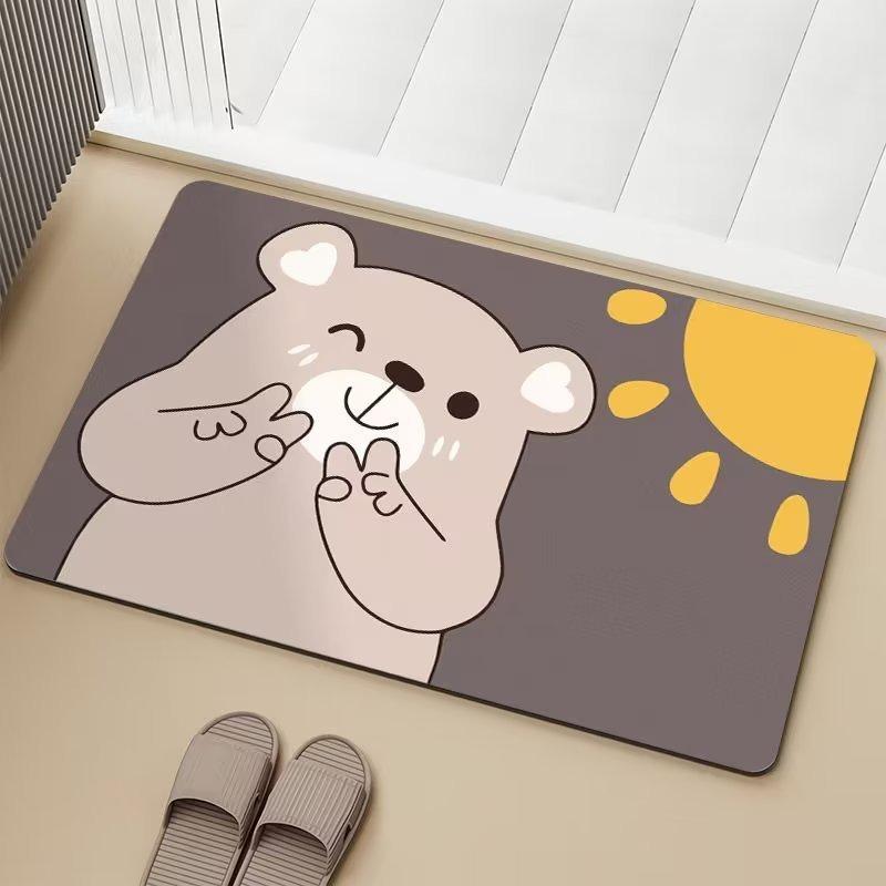 1pc Door Mat Cute Kawaii Bear Rabbit Printed for Home Living Room Decor Non-slip Floor Mat Cozy Carpet for Home Door Decoration