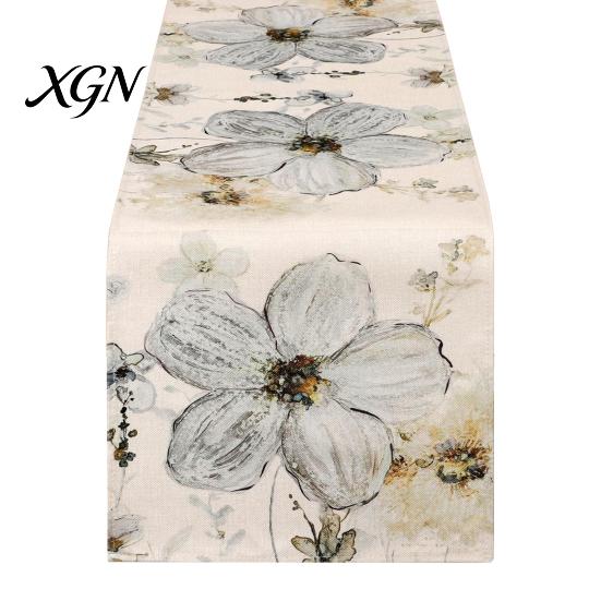 Floral Table Runner for Dining Room Runner, Spring Summer Flower Prints, 72 Inch Botanical Garden Print Farmhouse Cover Home Decor Soft