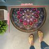 Bohemian Purple Golden Semi-Circular Carpet Soft Non-Slip Decorative Mat 2D Print Ethnic Rug for Bedroom Porch Photo Props
